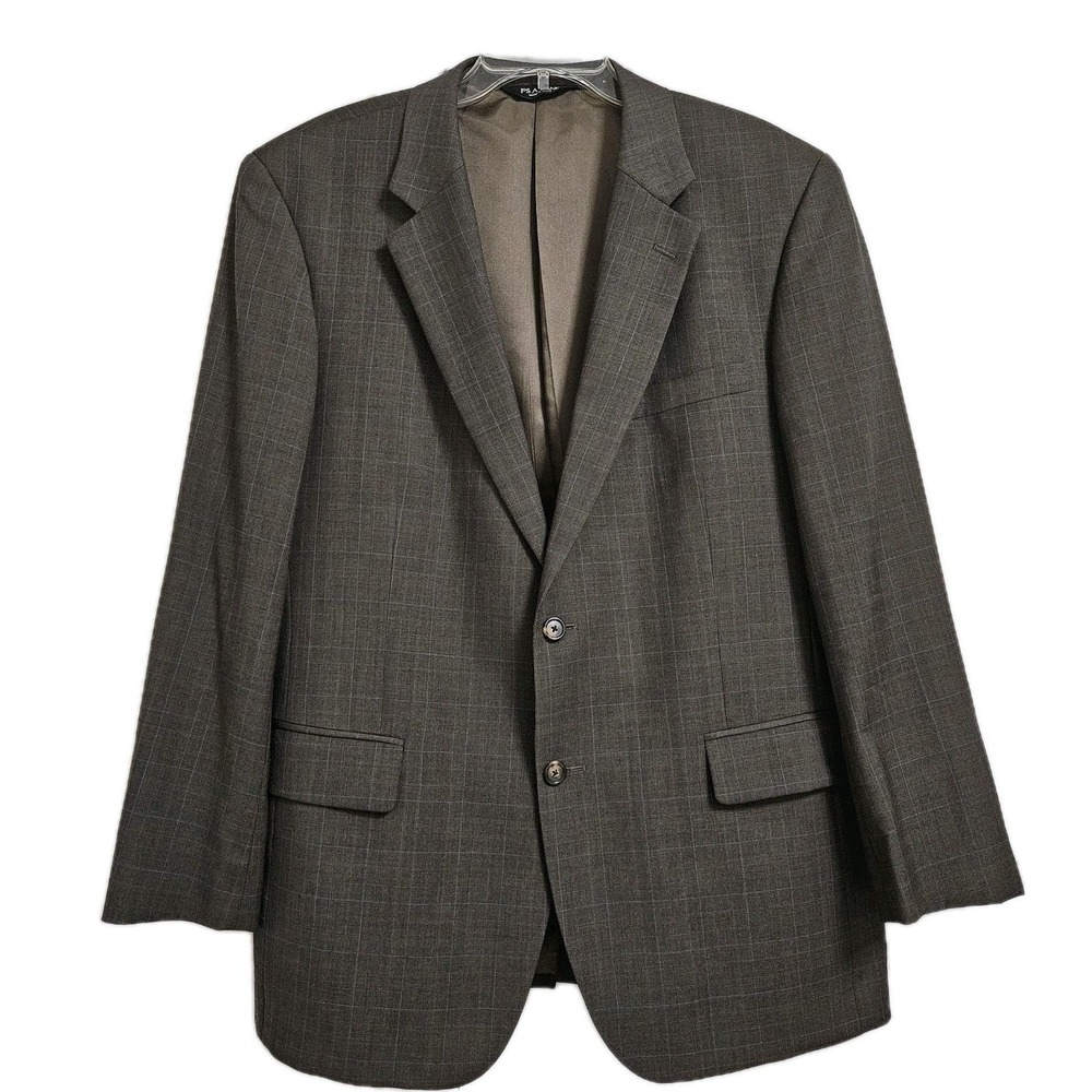 Jos. A. Bank Blazer Mens 44R Brown Glen Plaid 100% Wool 2-Button Sport Coat
